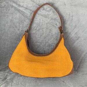 Relic By Fossil Shoulder Bag Crescent‎ Orange Raffia Straw Colorful Beach Purse